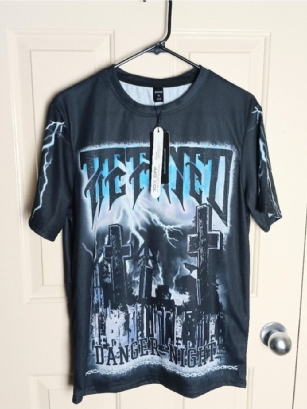 Romwe Men Gravestone Black Graphic T-Shirt Size Small NWT